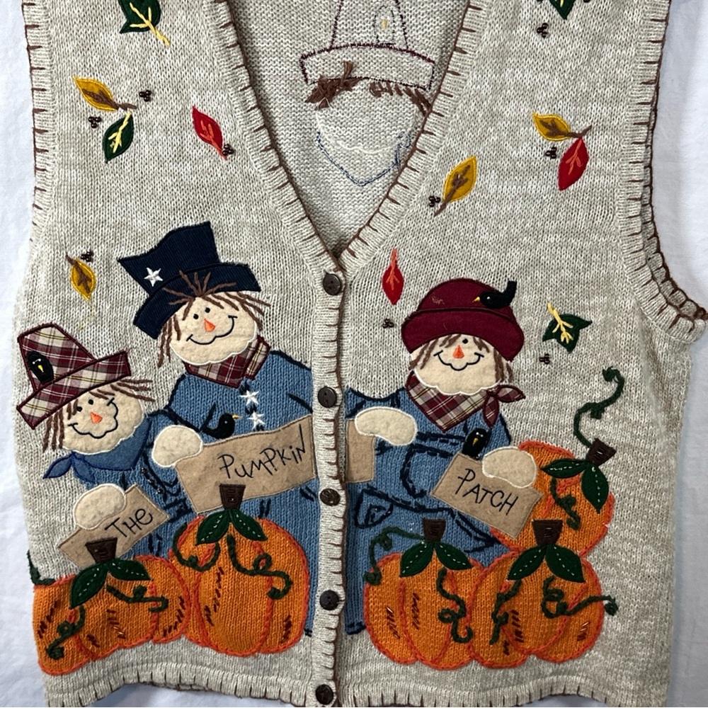 White Stag Kids Pumpkin Patch Vest - Cream and Orange SZ L - Picture 3 of 9